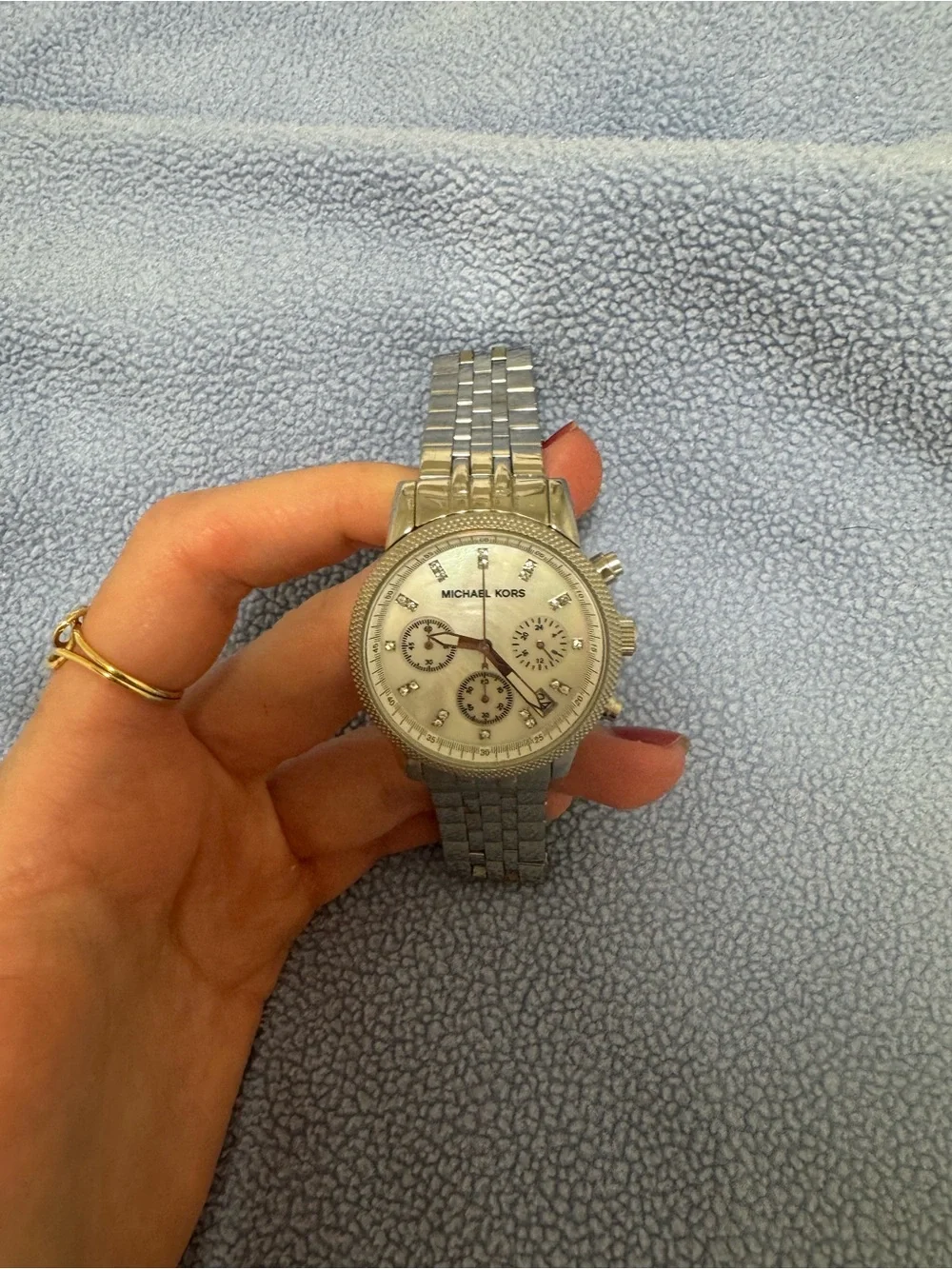 Michael Kors Silver-Tone Women's Crystal Accent Chronograph Watch